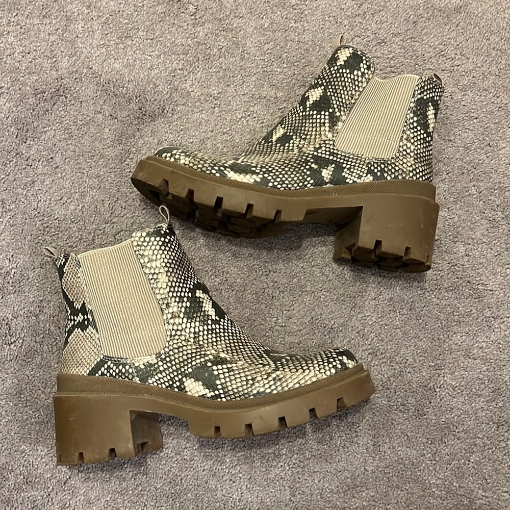 Faux Snakeskin Booties - Women’s Size 8
